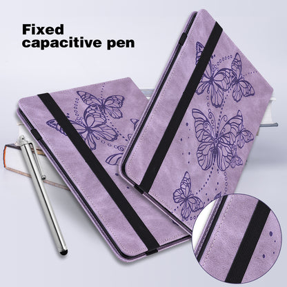 Card Slots Design PU Leather Butterfly Pattern Imprinting Folio Stand Protective Case with Elastic Band for Lenovo M10 FHD Plus / Tab M10 Plus TB-X606F/TB-606X 10.3 inch