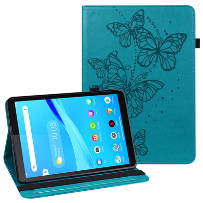 Imprinted Butterfly Pattern PU Leather Folio Stand Case with Card Holders and Elastic Band for Lenovo Tab M10 HD Gen 2 TB-X306X