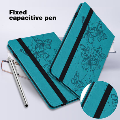 Imprinted Butterfly Pattern PU Leather Folio Stand Case with Card Holders and Elastic Band for Lenovo Tab M10 HD Gen 2 TB-X306X