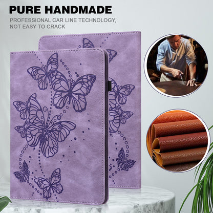 Imprinted Butterfly Pattern PU Leather Folio Stand Case with Card Holders and Elastic Band for Lenovo Tab M10 HD Gen 2 TB-X306X