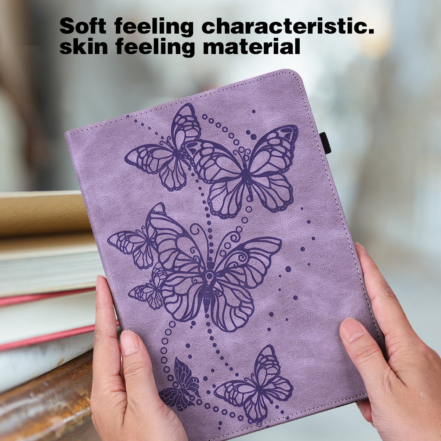 Imprinted Butterfly Pattern PU Leather Folio Stand Case with Card Holders and Elastic Band for Lenovo Tab M10 HD Gen 2 TB-X306X