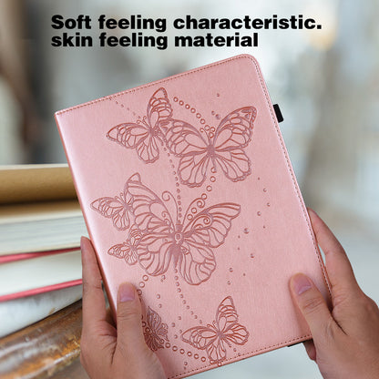 Imprinted Butterfly Pattern PU Leather Folio Stand Case with Card Holders and Elastic Band for Lenovo Tab M10 HD Gen 2 TB-X306X