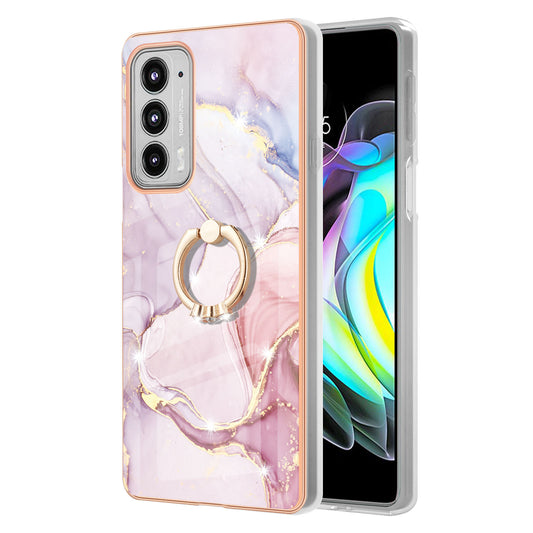 Kickstand Design Electroplating Frame IMD Marble Pattern IML Phone Cover Case for Motorola Edge 20