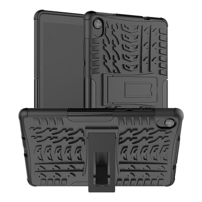 Tire Texture Hard PC Back Soft TPU Rugged Protective Phone Case with Kickstand for Lenovo Tab M8 (HD) 8505 / Tab M8 (3rd Gen) 8506