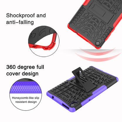 Tire Texture Hard PC Back Soft TPU Rugged Protective Phone Case with Kickstand for Lenovo Tab M8 (HD) 8505 / Tab M8 (3rd Gen) 8506