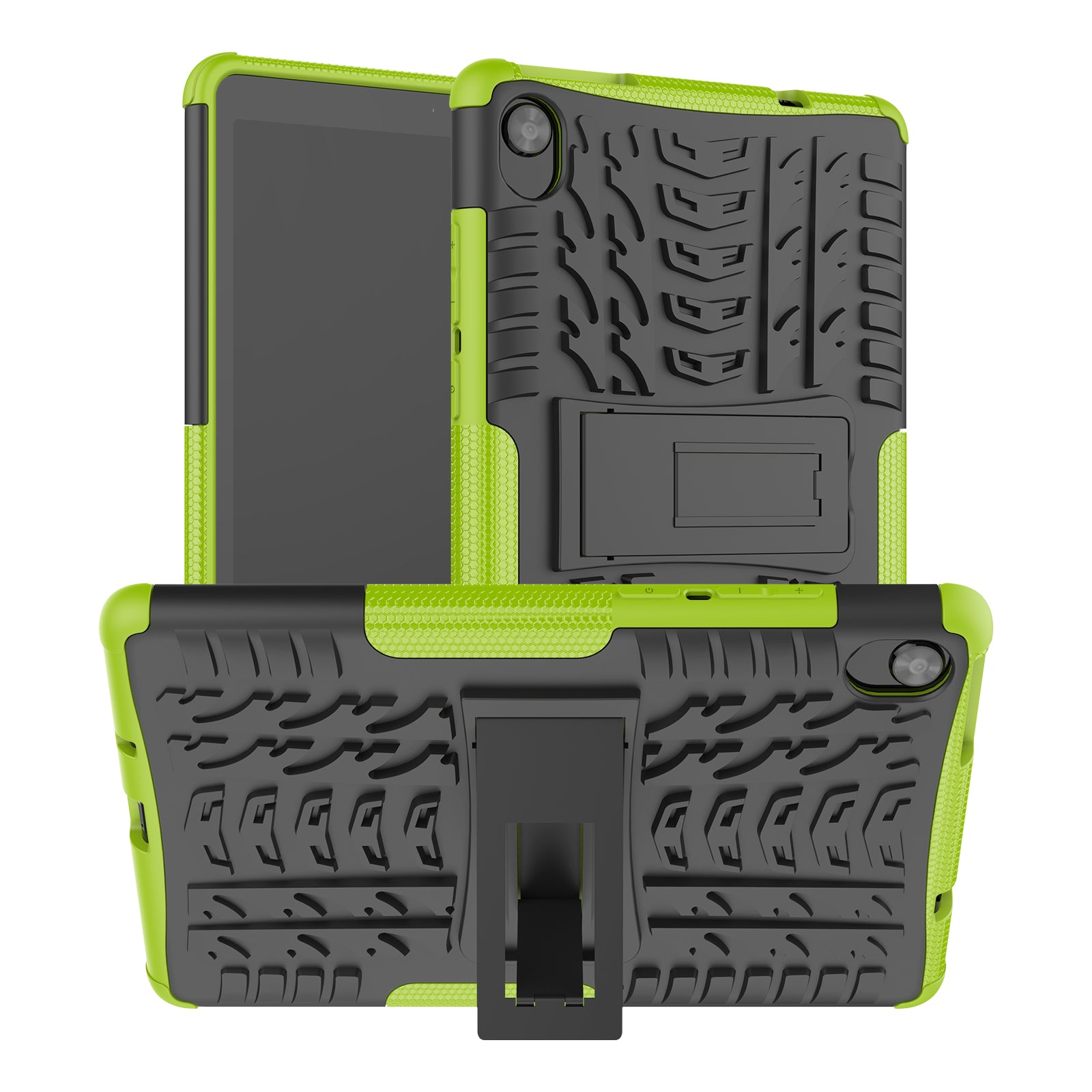 Tire Texture Hard PC Back Soft TPU Rugged Protective Phone Case with Kickstand for Lenovo Tab M8 (HD) 8505 / Tab M8 (3rd Gen) 8506