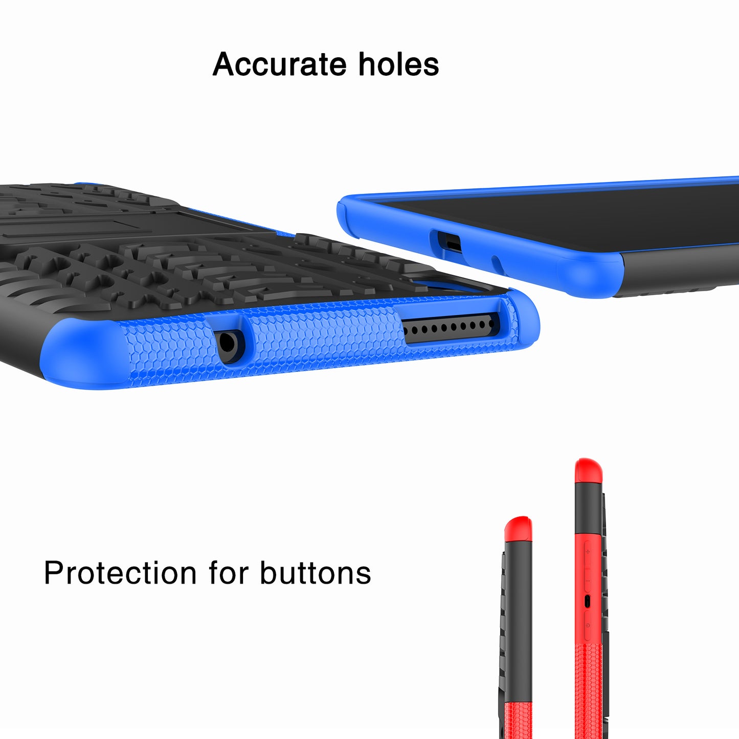 Tire Texture Hard PC Back Soft TPU Rugged Protective Phone Case with Kickstand for Lenovo Tab M8 (HD) 8505 / Tab M8 (3rd Gen) 8506