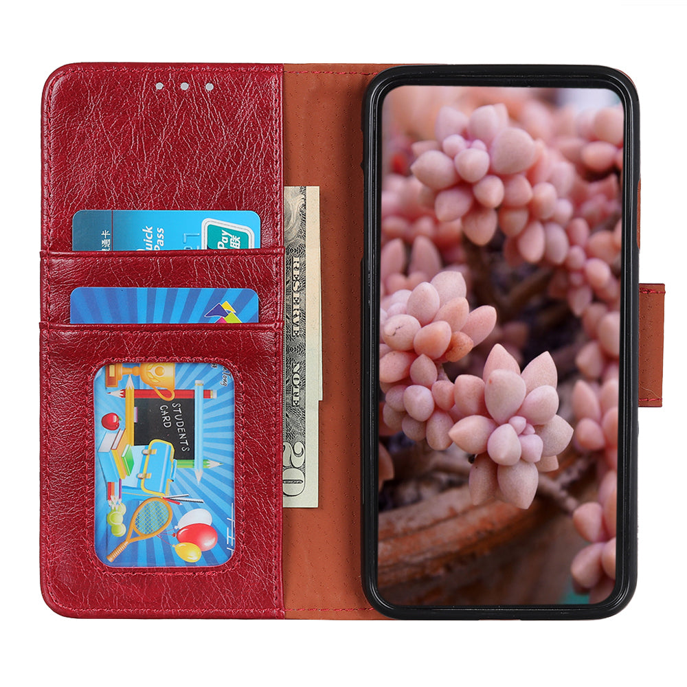 Nappa Texture Split Leather Wallet Stand Flip Protective Cover with Magnetic Closure for Motorola G Pure