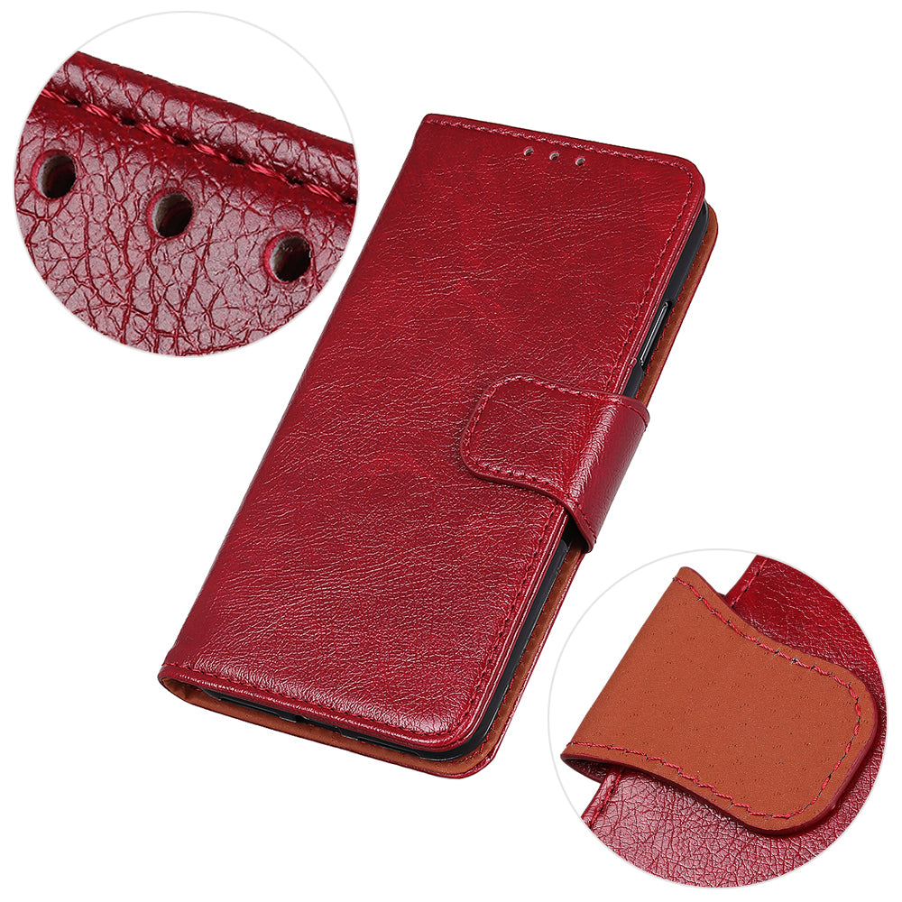 Nappa Texture Split Leather Wallet Stand Flip Protective Cover with Magnetic Closure for Motorola G Pure