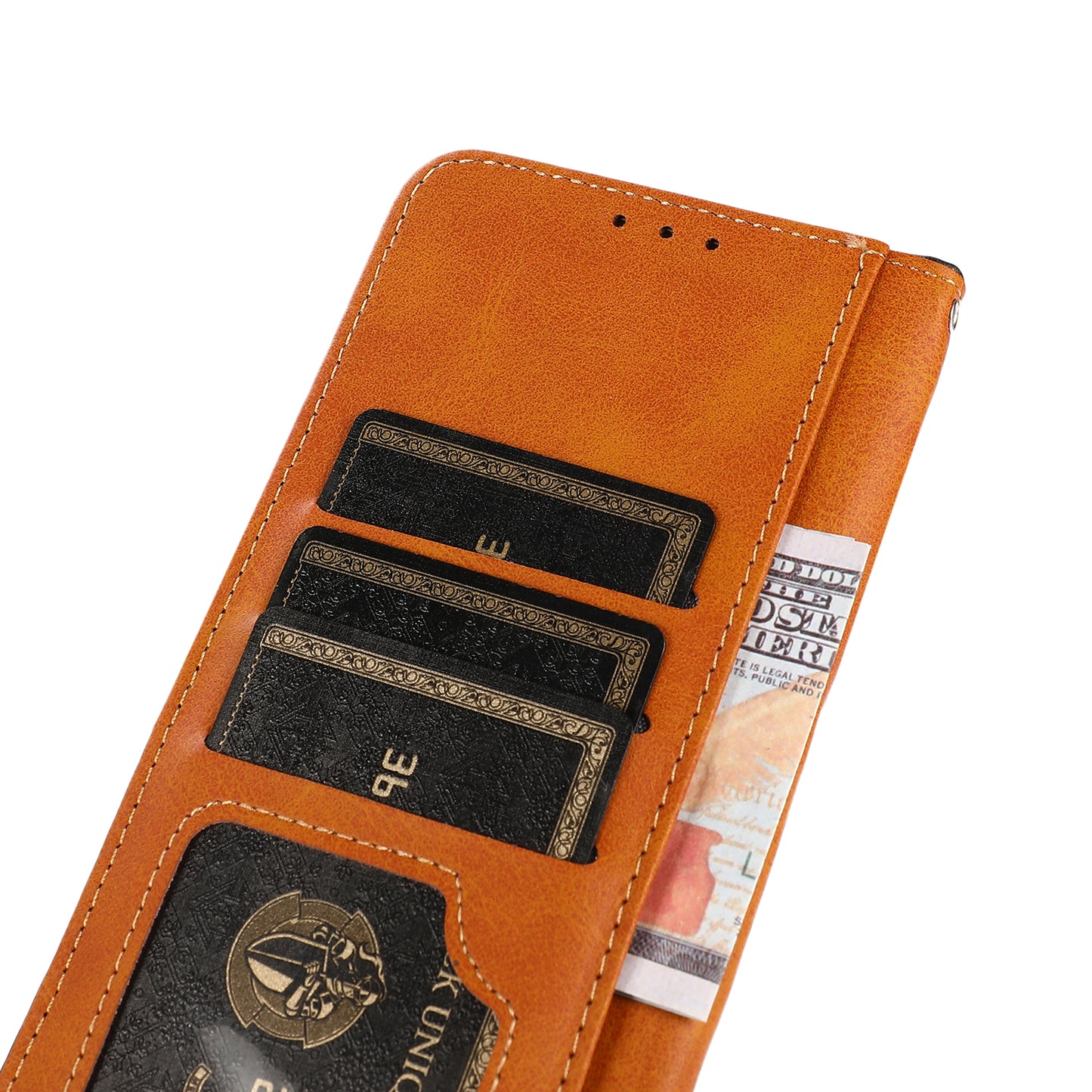 KHAZNEH PU Leather Flip Folio Stand Wallet Phone Case with Magnetic Golden Clasp for Motorola G Pure