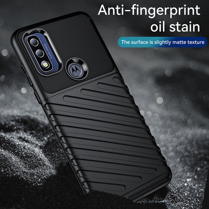 Thunder Series Twill Texture Anti-fingerprints Thickened TPU Protective Back Cover for Motorola G Pure