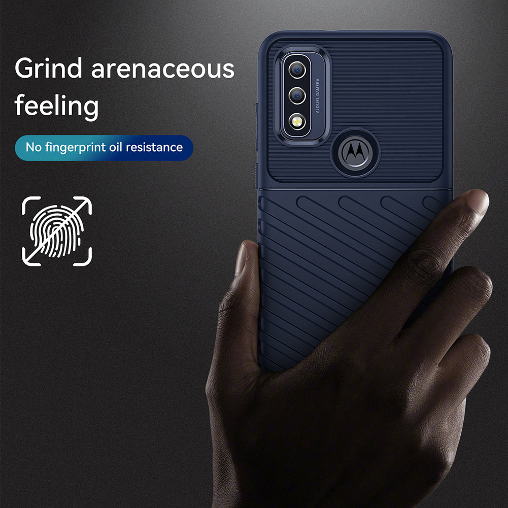 Thunder Series Twill Texture Anti-fingerprints Thickened TPU Protective Back Cover for Motorola G Pure