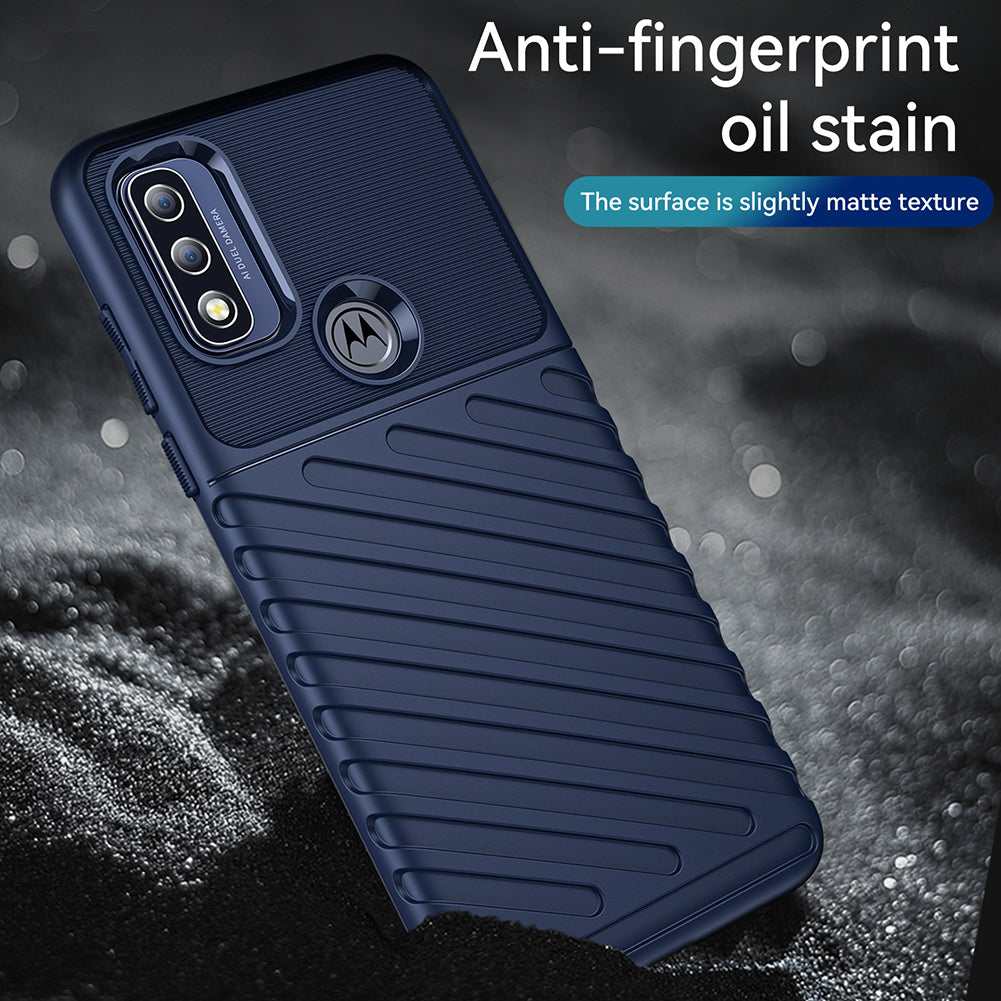 Thunder Series Twill Texture Anti-fingerprints Thickened TPU Protective Back Cover for Motorola G Pure