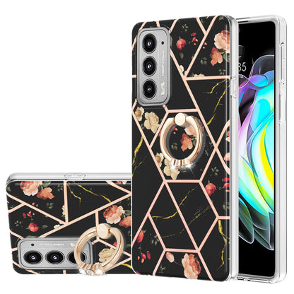 IMD Design Marble Pattern Lightweight Anti-Fall Soft TPU Phone Cover Case with Ring Kickstand for Motorola Edge 20