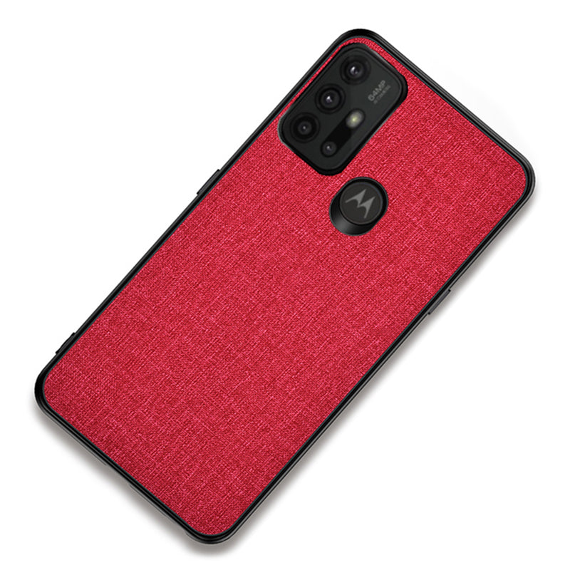 Well-protected Cloth Coated TPU + PC Mobile Phone Hybrid Case Shell for Motorola Moto G30