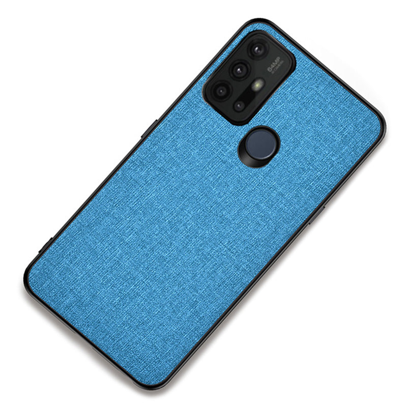 Well-protected Cloth Coated TPU + PC Mobile Phone Hybrid Case Shell for Motorola Moto G30