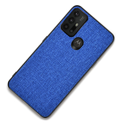 Well-protected Cloth Coated TPU + PC Mobile Phone Hybrid Case Shell for Motorola Moto G30