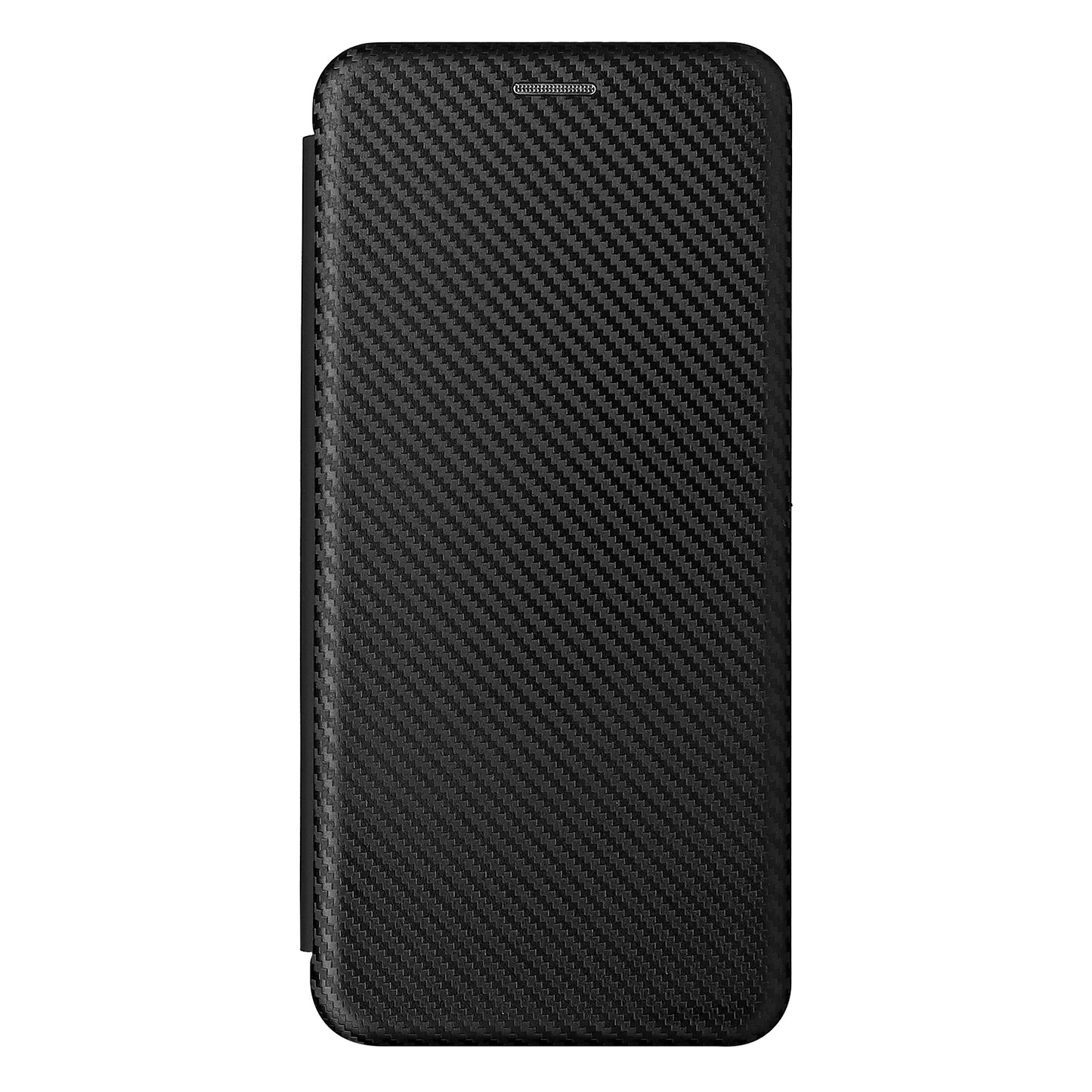 Carbon Fiber Texture PU Leather Card Holder Slot Stand Auto Closing Magnetic Case with Ring Strap for Motorola Moto E20