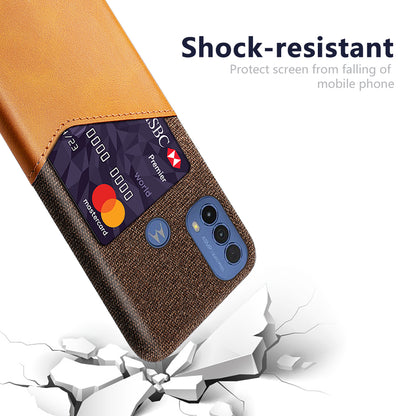 KSQ Shock-resistant Cloth Texture Hybrid Phone Case Cover with Back Card Slot Design for Motorola Moto E20/E30/E40