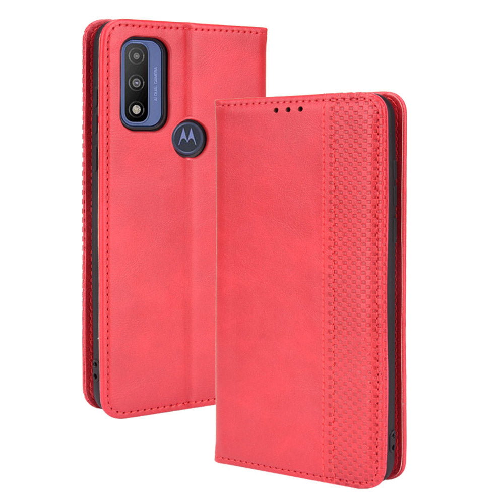 Anti-Drop Scratch Resistant Retro Textured Surface Phone Leather Case Wallet Stand Cover for Motorola G Pure