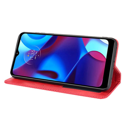 Anti-Drop Scratch Resistant Retro Textured Surface Phone Leather Case Wallet Stand Cover for Motorola G Pure