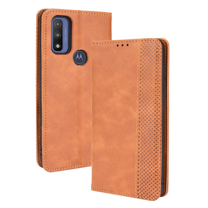 Anti-Drop Scratch Resistant Retro Textured Surface Phone Leather Case Wallet Stand Cover for Motorola G Pure