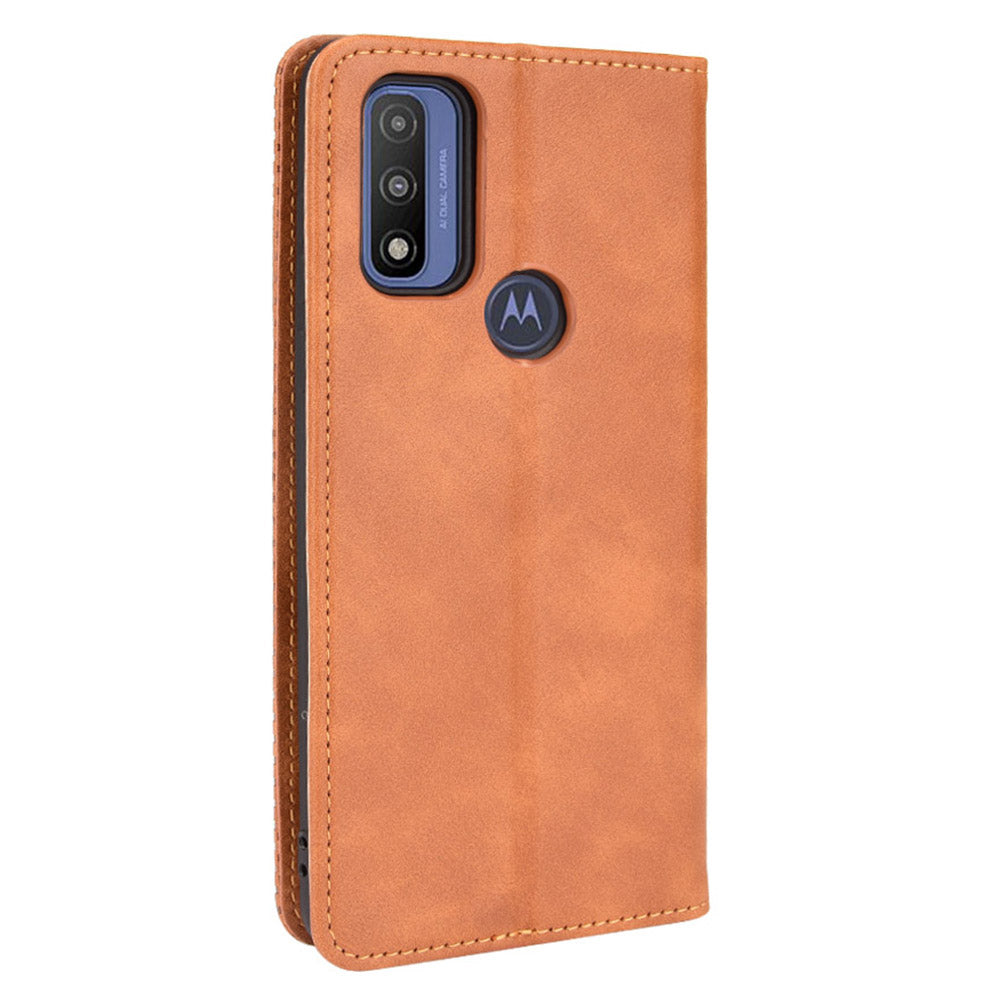 Anti-Drop Scratch Resistant Retro Textured Surface Phone Leather Case Wallet Stand Cover for Motorola G Pure