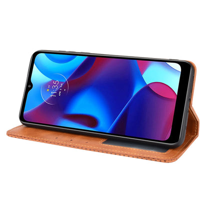 Anti-Drop Scratch Resistant Retro Textured Surface Phone Leather Case Wallet Stand Cover for Motorola G Pure