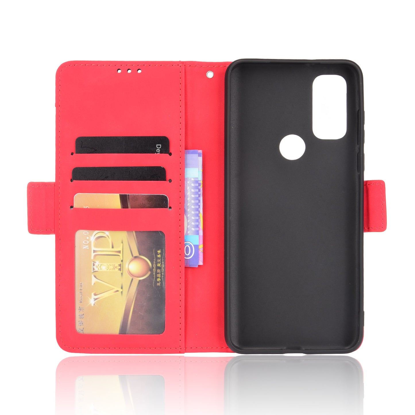 Multiple Card Slot Design PU Leather Wallet Stand Full-Protection Phone Cover Shell for Motorola G Pure