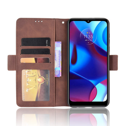 Multiple Card Slot Design PU Leather Wallet Stand Full-Protection Phone Cover Shell for Motorola G Pure