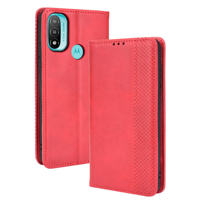 Practical Wallet Stand Cover Retro Textured Surface Anti-Drop Phone Leather Case for Motorola Moto E20