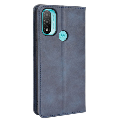 Practical Wallet Stand Cover Retro Textured Surface Anti-Drop Phone Leather Case for Motorola Moto E20