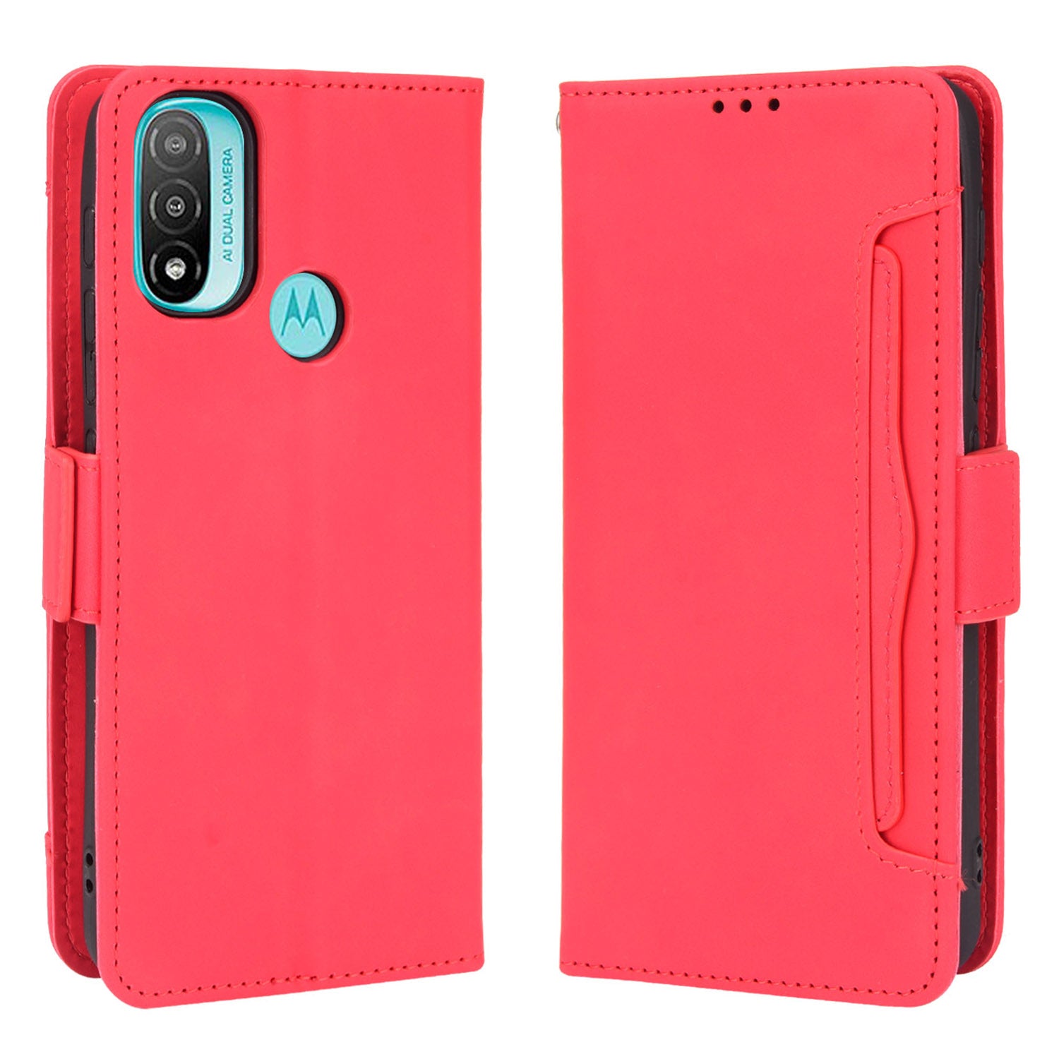 Scratch Resistant Flip Phone Case Multiple Card Slot Design PU Leather Wallet Cover Protector for Motorola Moto E20