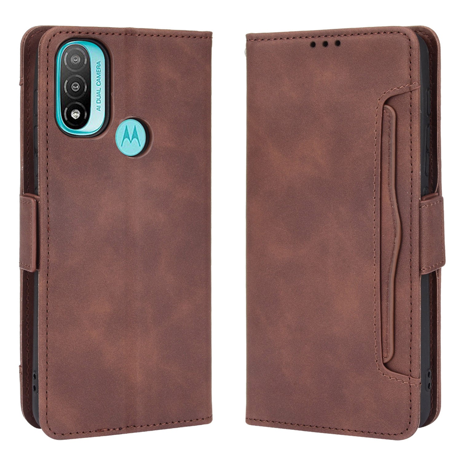 Scratch Resistant Flip Phone Case Multiple Card Slot Design PU Leather Wallet Cover Protector for Motorola Moto E20