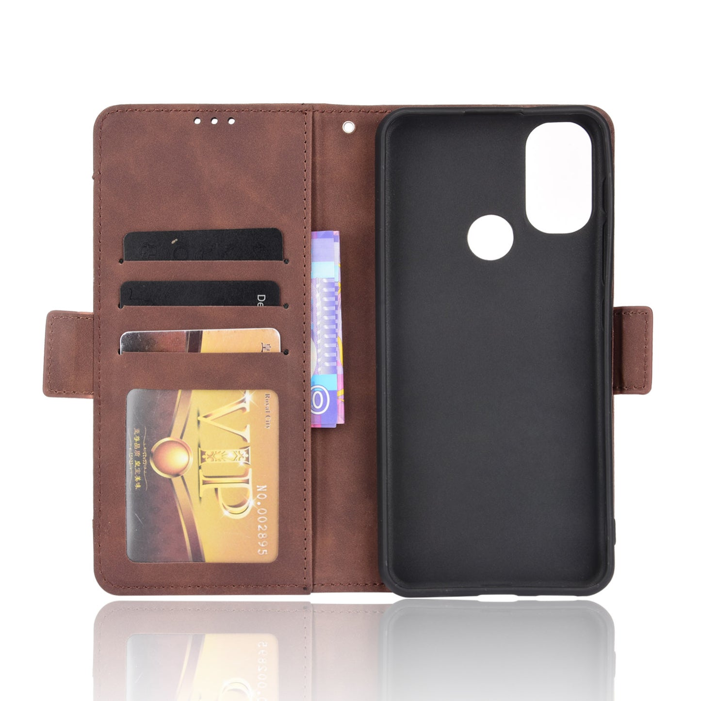 Scratch Resistant Flip Phone Case Multiple Card Slot Design PU Leather Wallet Cover Protector for Motorola Moto E20