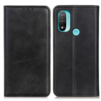 Stylish Split Leather Cover + TPU Inner Case Auto-absorbed Wallet Stand Feature Protective Cover for Motorola Moto E40/E20