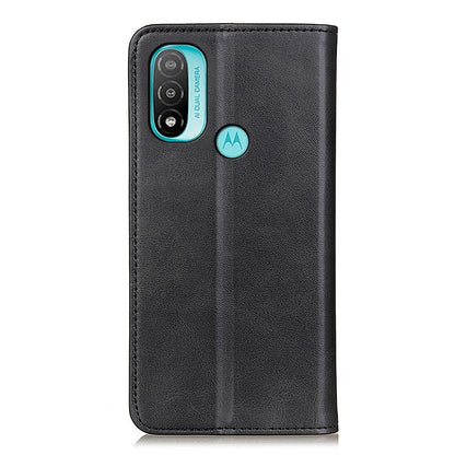 Stylish Split Leather Cover + TPU Inner Case Auto-absorbed Wallet Stand Feature Protective Cover for Motorola Moto E40/E20