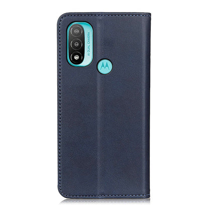 Stylish Split Leather Cover + TPU Inner Case Auto-absorbed Wallet Stand Feature Protective Cover for Motorola Moto E40/E20