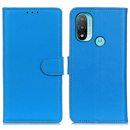 Litchi Texture PU Leather Phone Protective Case Cover with Wallet Stand for Motorola Moto E20/Moto E40