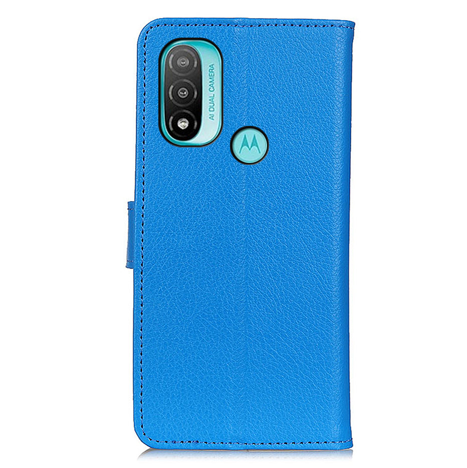 Litchi Texture PU Leather Phone Protective Case Cover with Wallet Stand for Motorola Moto E20/Moto E40