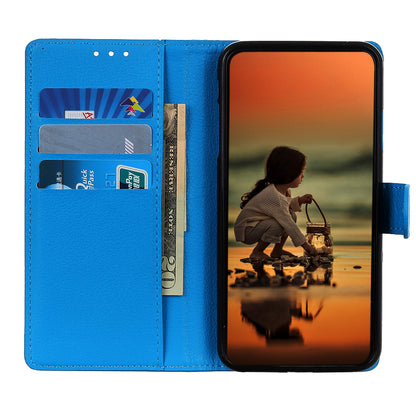 Litchi Texture PU Leather Phone Protective Case Cover with Wallet Stand for Motorola Moto E20/Moto E40