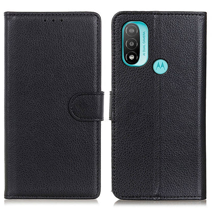 Litchi Texture PU Leather Phone Protective Case Cover with Wallet Stand for Motorola Moto E20/Moto E40