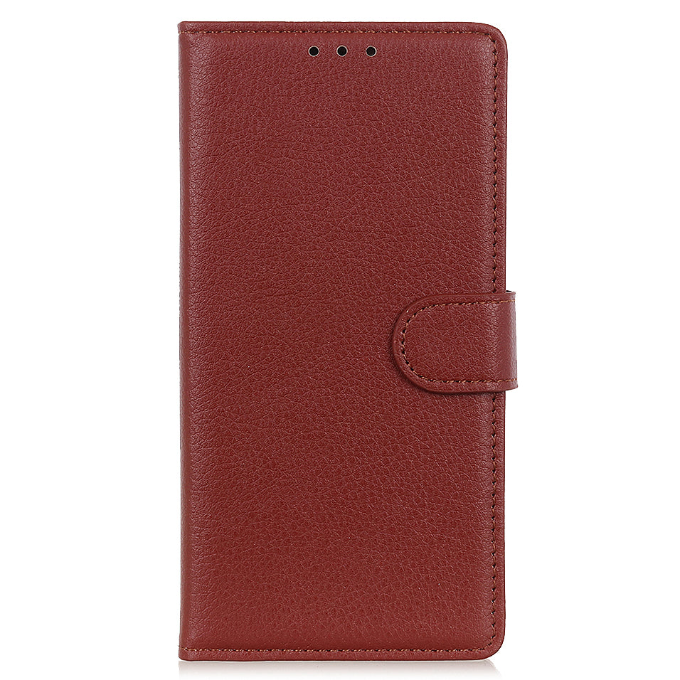 Litchi Texture PU Leather Phone Protective Case Cover with Wallet Stand for Motorola Moto E20/Moto E40