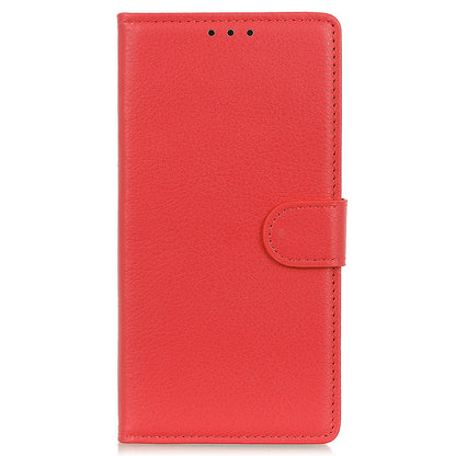 Litchi Texture PU Leather Phone Protective Case Cover with Wallet Stand for Motorola Moto E20/Moto E40