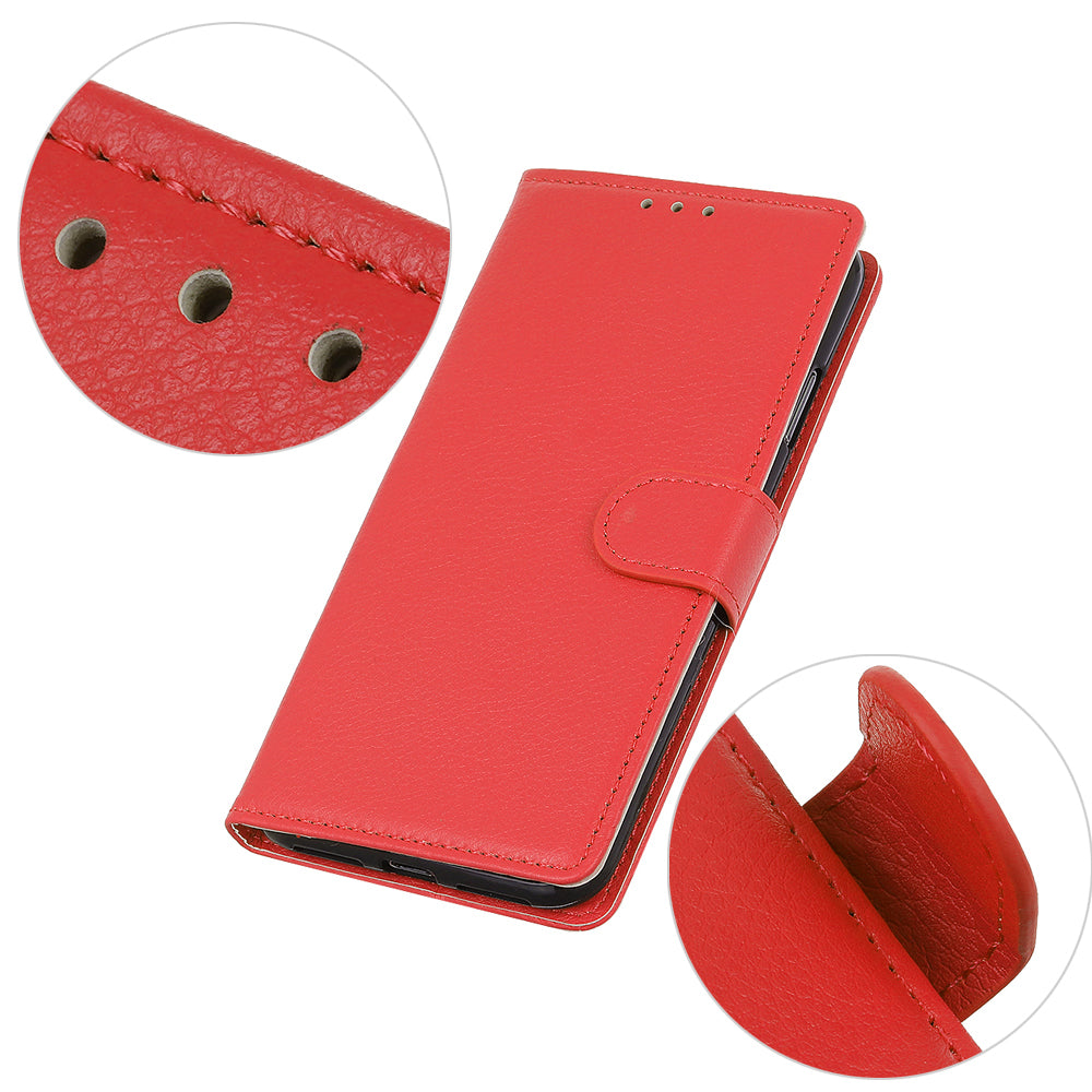 Litchi Texture PU Leather Phone Protective Case Cover with Wallet Stand for Motorola Moto E20/Moto E40