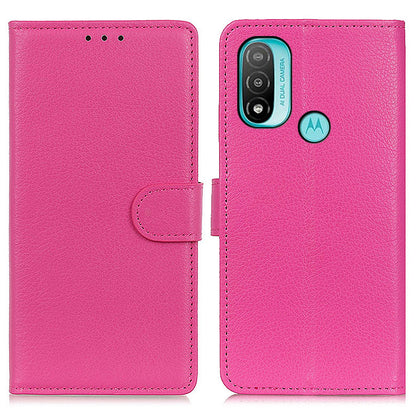 Litchi Texture PU Leather Phone Protective Case Cover with Wallet Stand for Motorola Moto E20/Moto E40