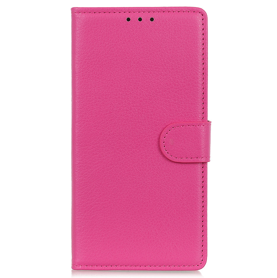 Litchi Texture PU Leather Phone Protective Case Cover with Wallet Stand for Motorola Moto E20/Moto E40