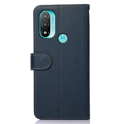 KHAZNEH RFID Blocking Anti-theft Swiping Litchi Texture Protective Leather Case Cover with Stand Wallet for Motorola Moto E20/E40