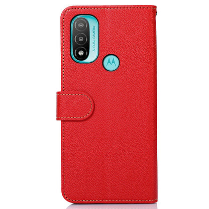 KHAZNEH RFID Blocking Anti-theft Swiping Litchi Texture Protective Leather Case Cover with Stand Wallet for Motorola Moto E20/E40