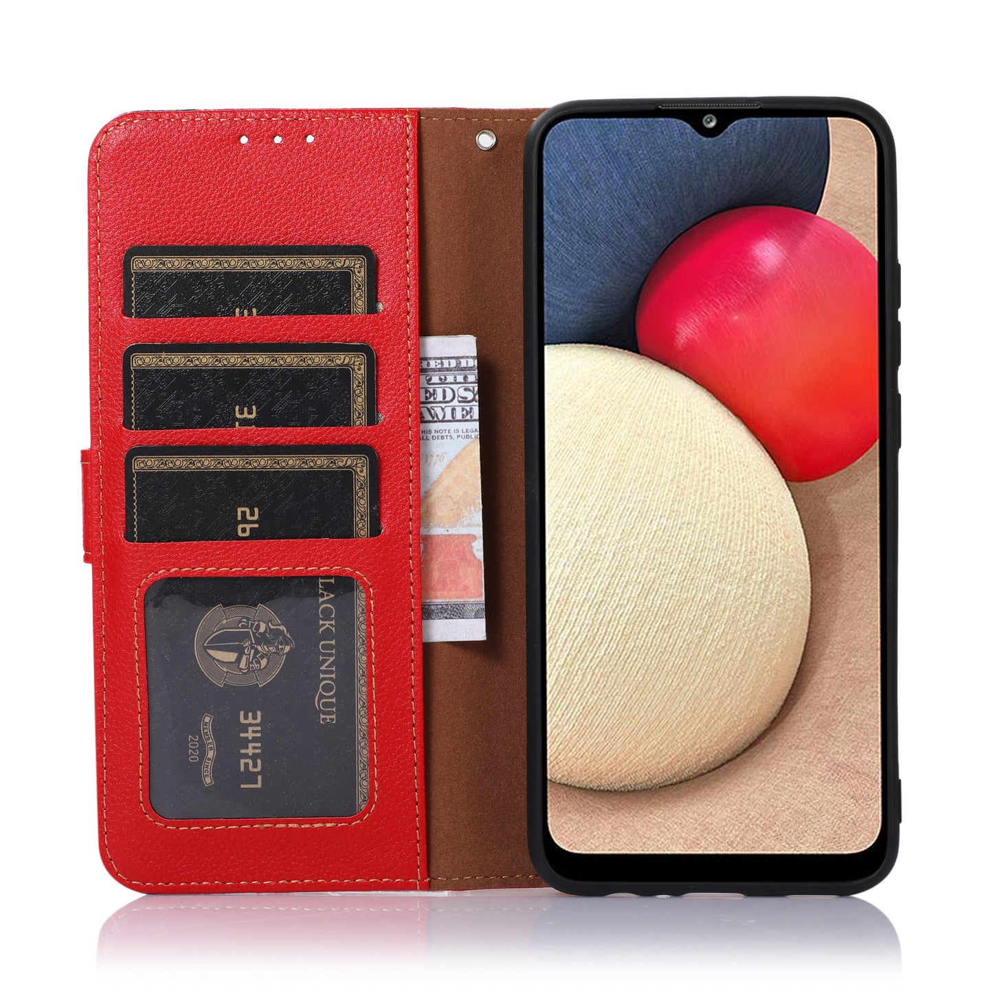 KHAZNEH RFID Blocking Anti-theft Swiping Litchi Texture Protective Leather Case Cover with Stand Wallet for Motorola Moto E20/E40